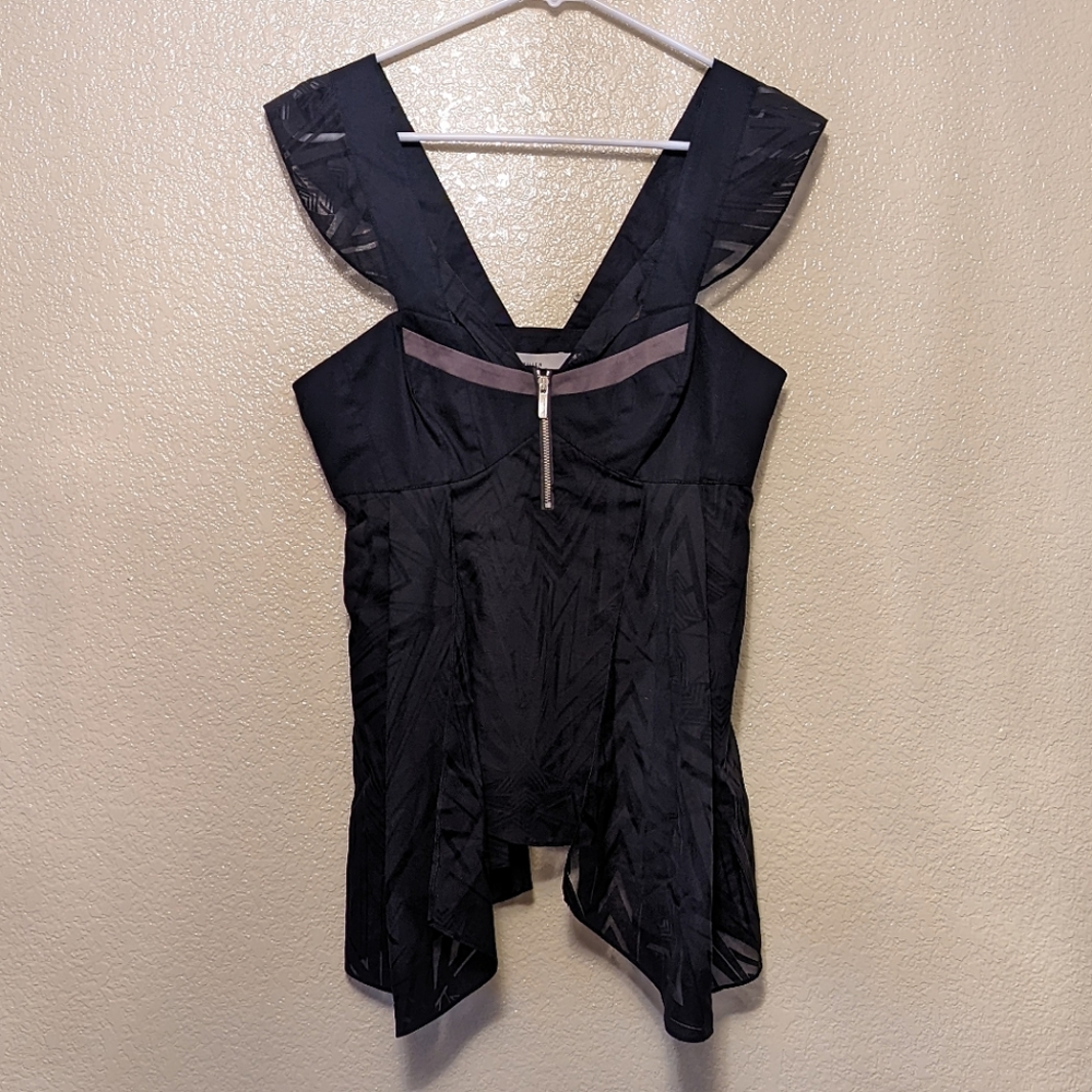 Karen Millen Black & Grey Bustier Blouse in Sz 8